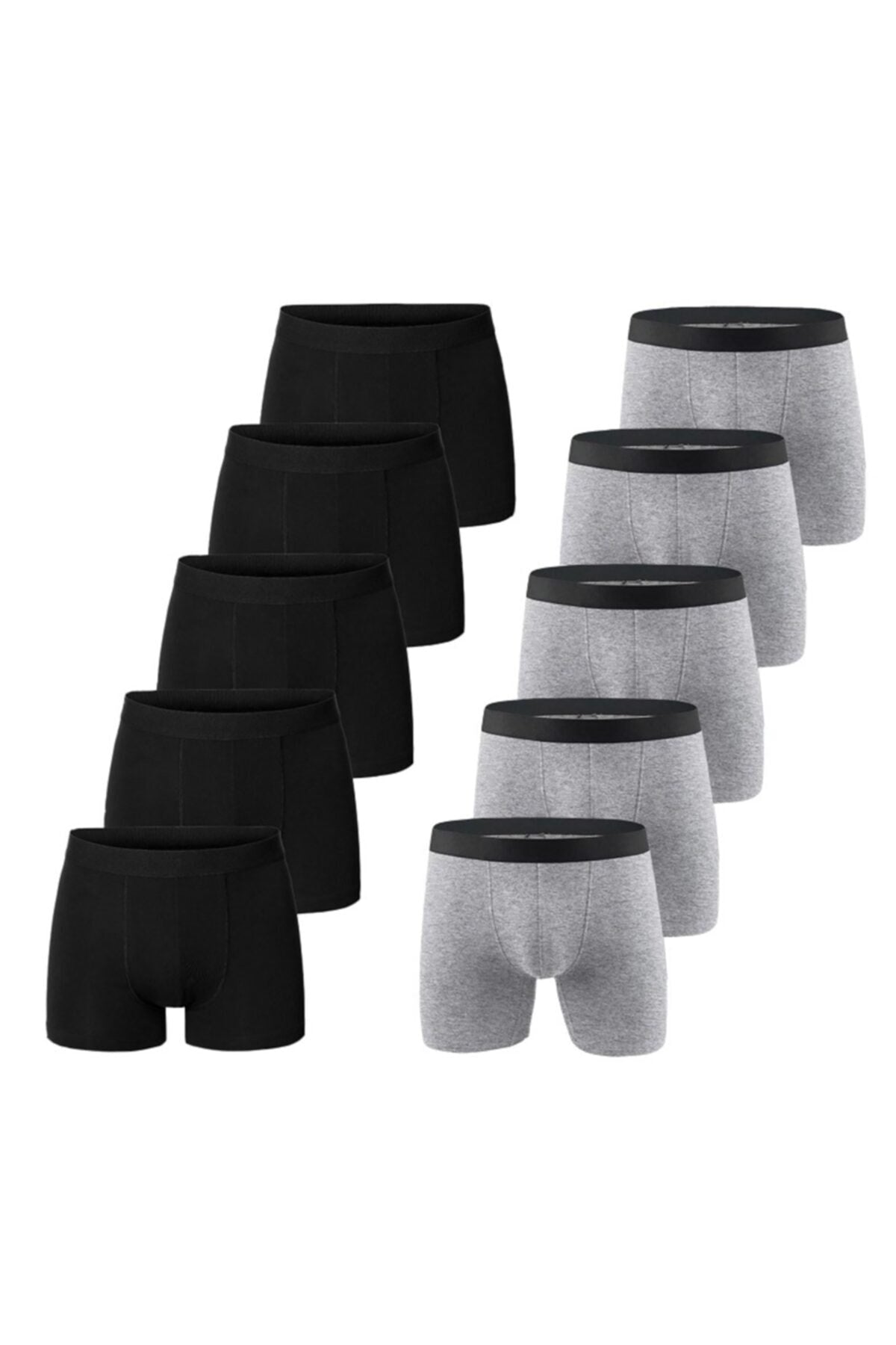 Schwarz-graue Lycra-Boxershorts für Herren, 10er-Pack
