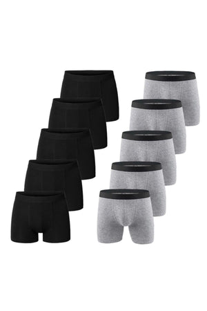 Men'S Black Gray Lycra Boxer 10 Pack