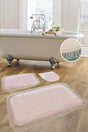 Shareton Cornered Powder 3 Pcs Bath Mat Set Twirl Fringed Tassel Dowry Closet Set - Swordslife