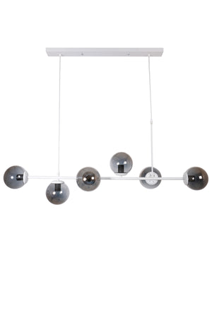 Simao Modern Design White Color Smoked Glass Living Room - Dining Table Top - Kitchen 6-Piece Chandelier