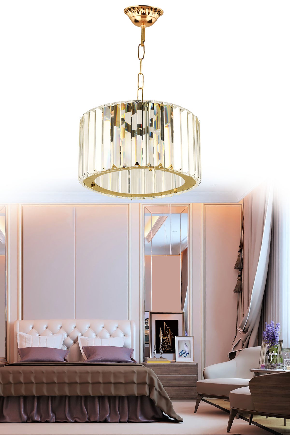 Luxury Diamond Gold Crystal Stone Chandelier