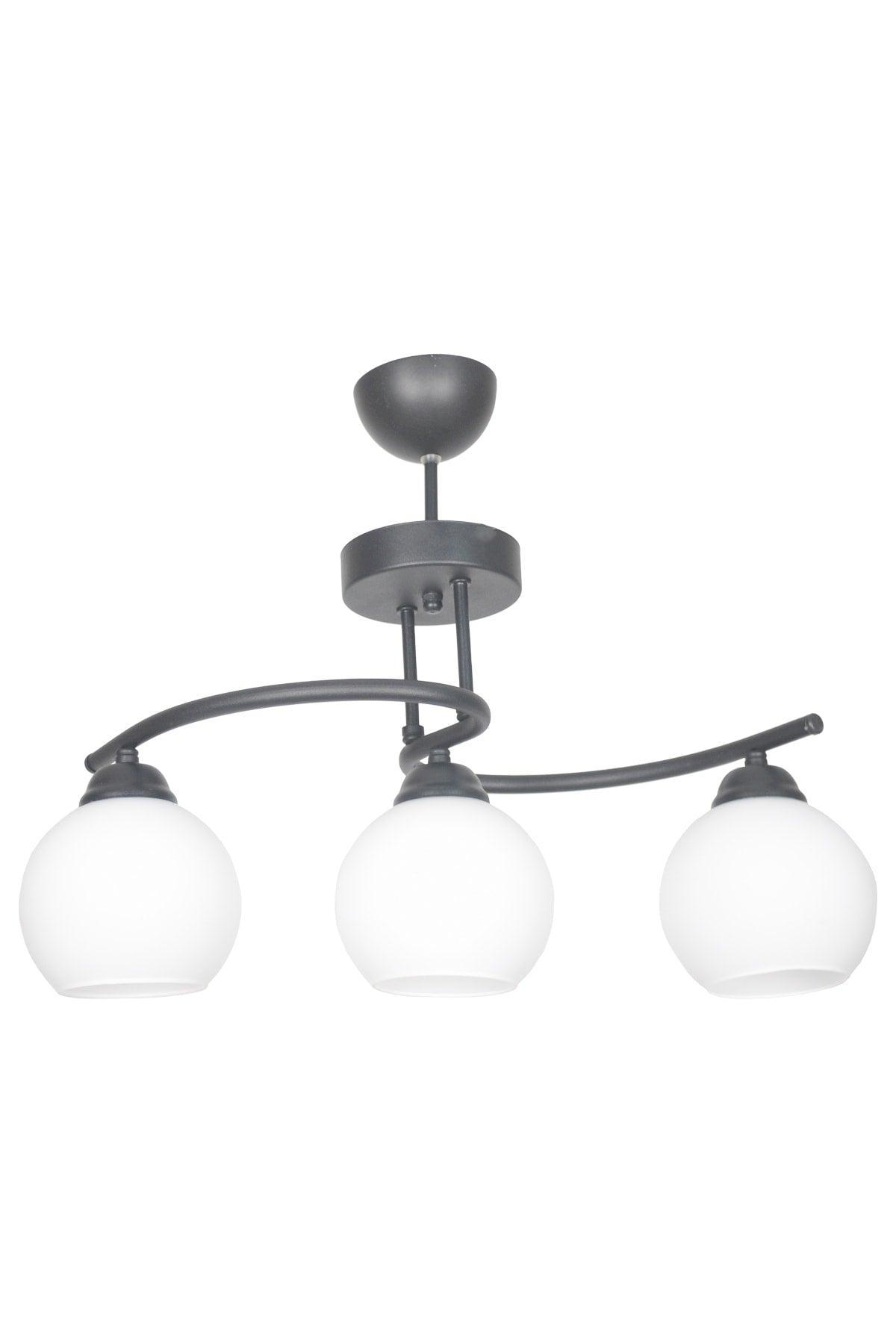 Fuji Modern Design Black Case White Glass Living Room - Kitchen - Bedroom 3-Piece Chandelier