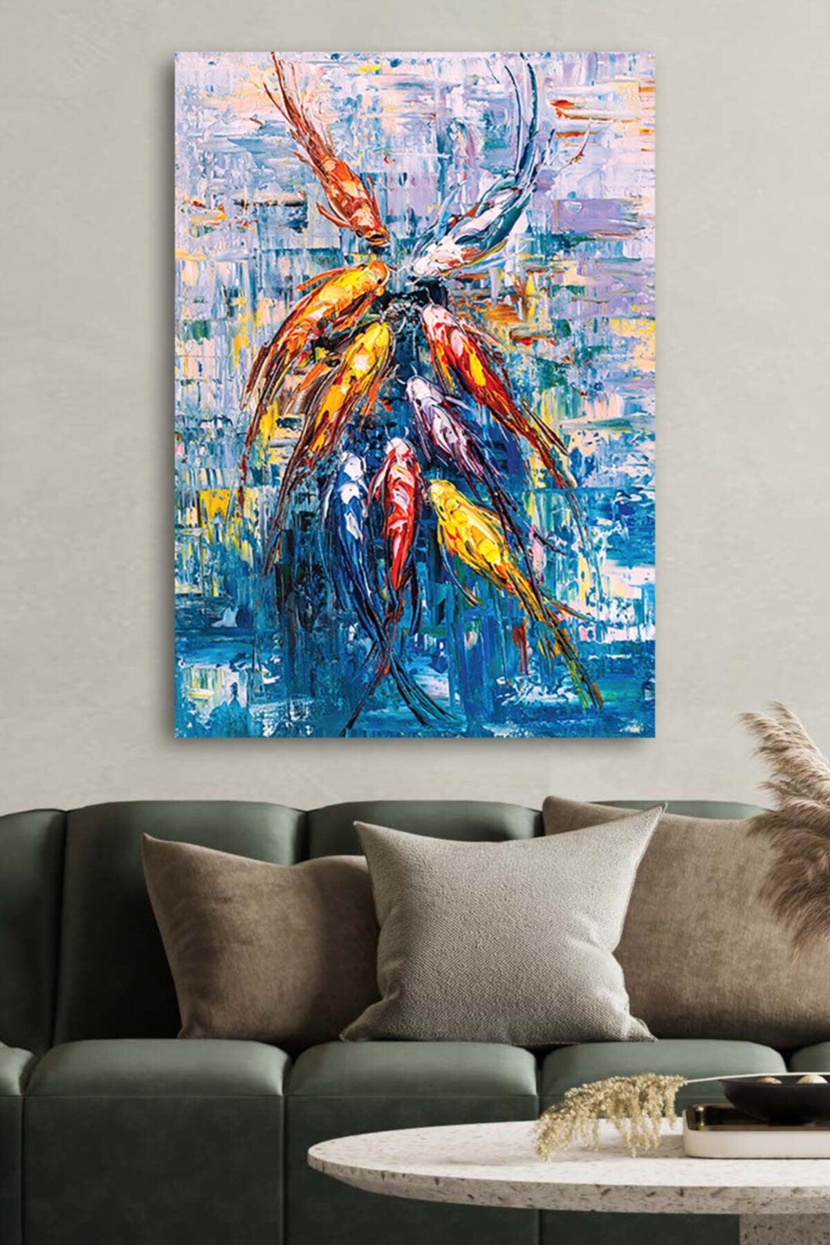 Canvas Printed Decorative Oil Painting Koi Fish Home Office Hotel Decor Gift Painting - Swordslife