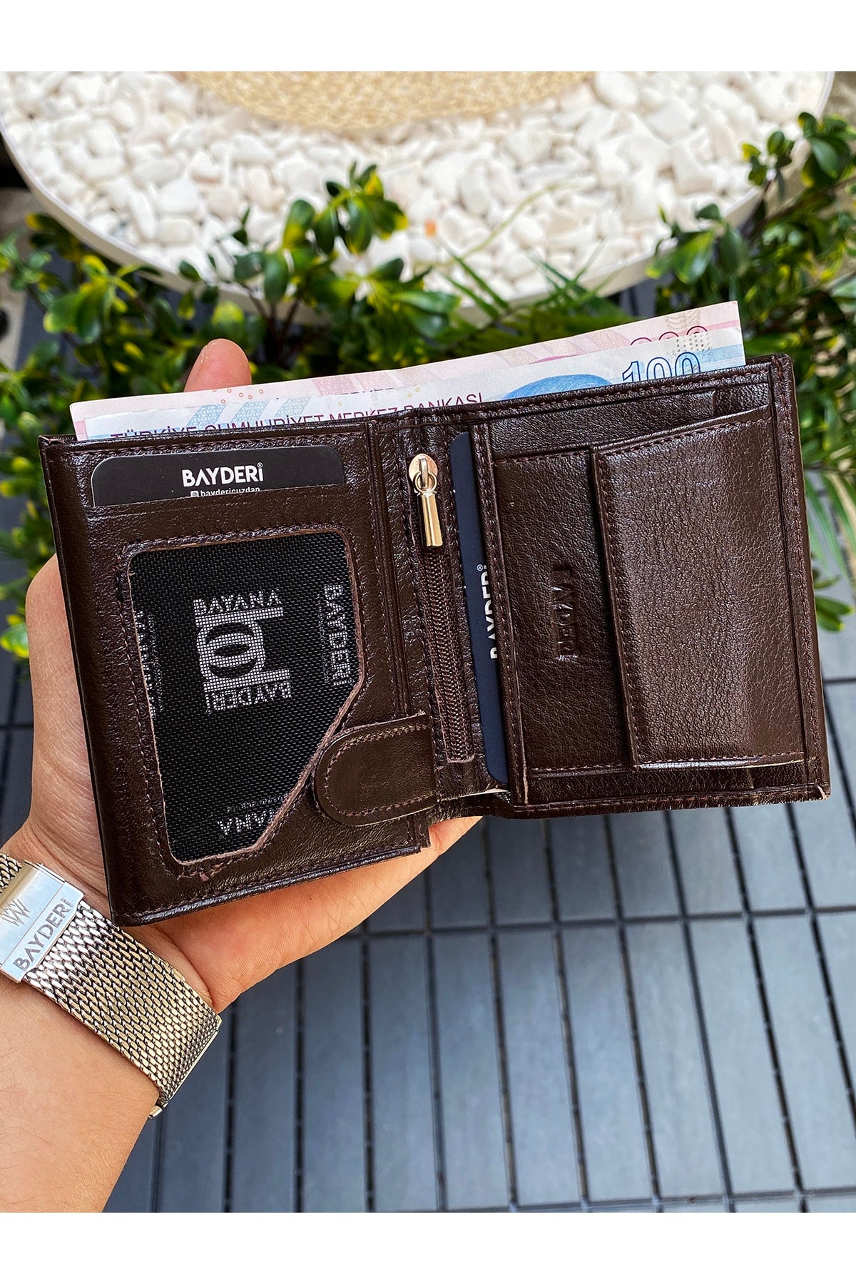 Genuine Leather Handy Brown Men'S Wallet With Coin Holder