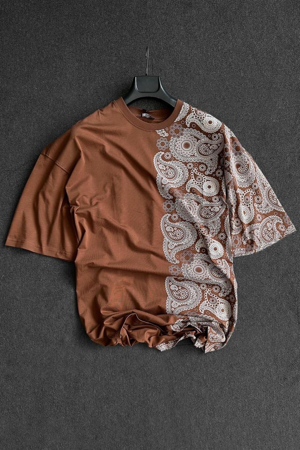 Men's Half Mussel Pattern Printed Oversize Tshirt