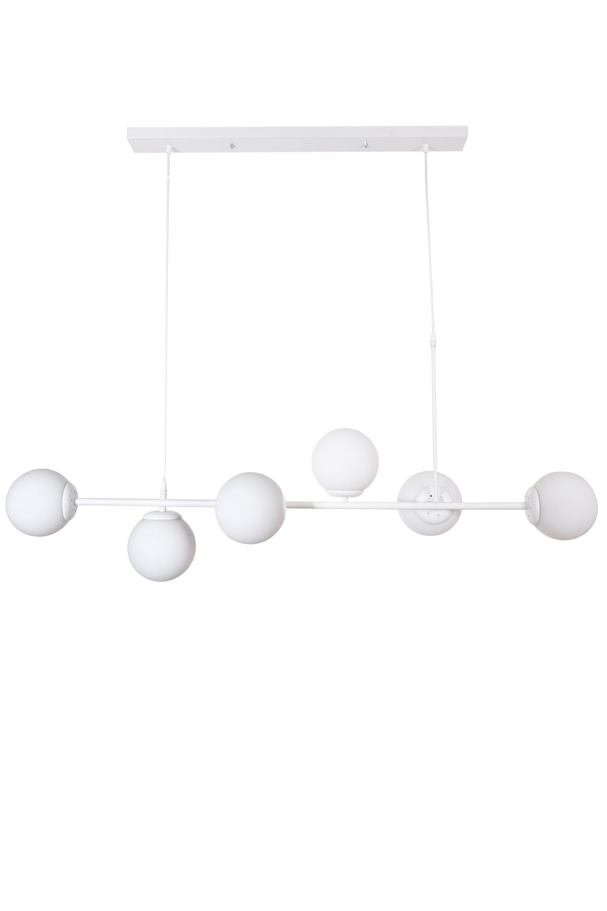 Simao Modern Design White Color White Glass Living Room - Dining Table Top - Kitchen 6-Piece Chandelier