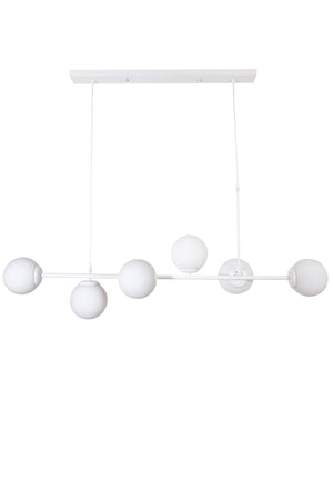 Simao Modern Design White Color White Glass Living Room - Dining Table Top - Kitchen 6-Piece Chandelier