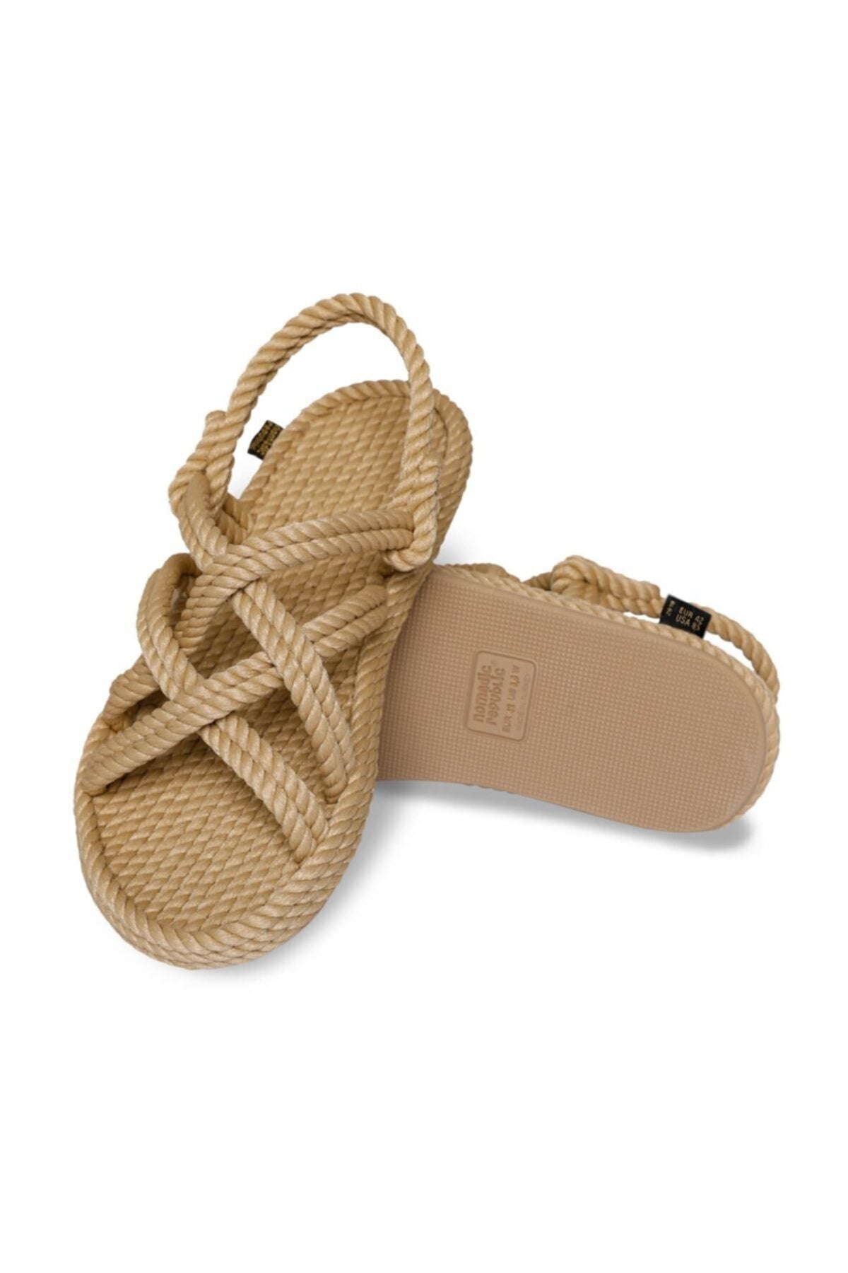 Men'S Beige Bodrum Rubber Sole Rope Sandals -
