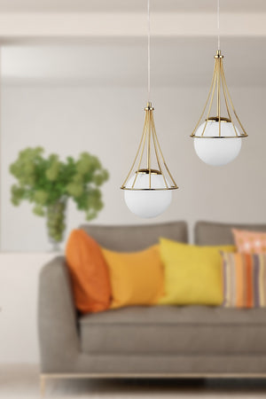 Lapis 2Nd Chandelier Gold-White Glop Glass