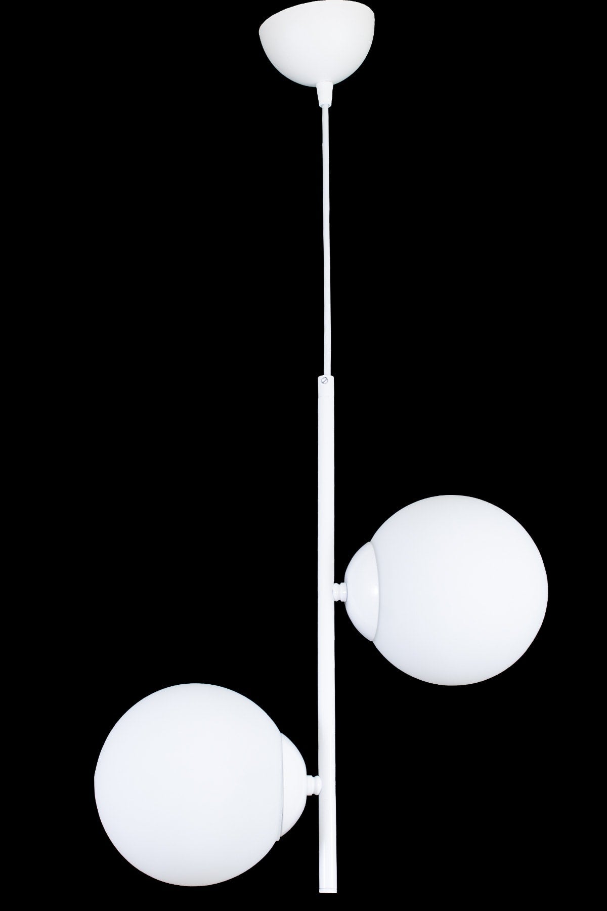 Double Modern White Globe Glass White Chandelier