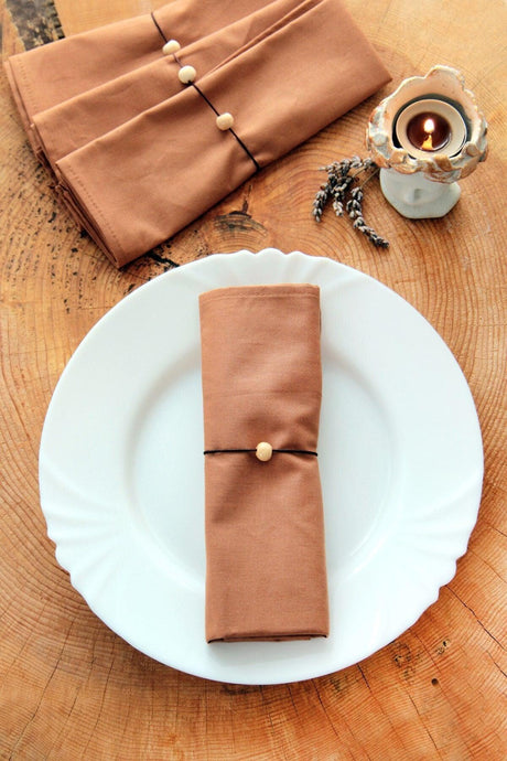 6 Pack Brown Cotton Fabric Service Serving Napkin - Swordslife