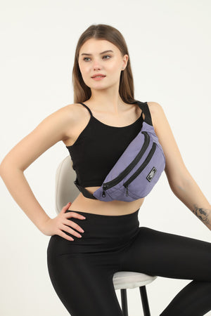 Lilac U8 2-Compartment Adjustable Cross Strap Canvas Unisex Waist And Shoulder Bag E:38 B:17 G:7