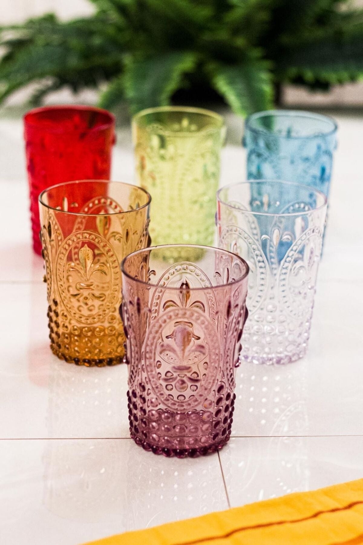 Acrylic Colored 6 Pcs Short Glasses & Water Soft Drink Coffee Side Glasses 400 Ml (Not Glass)