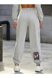Back Leg Butterfly Printed 2 Yarn Gray Tracksuit