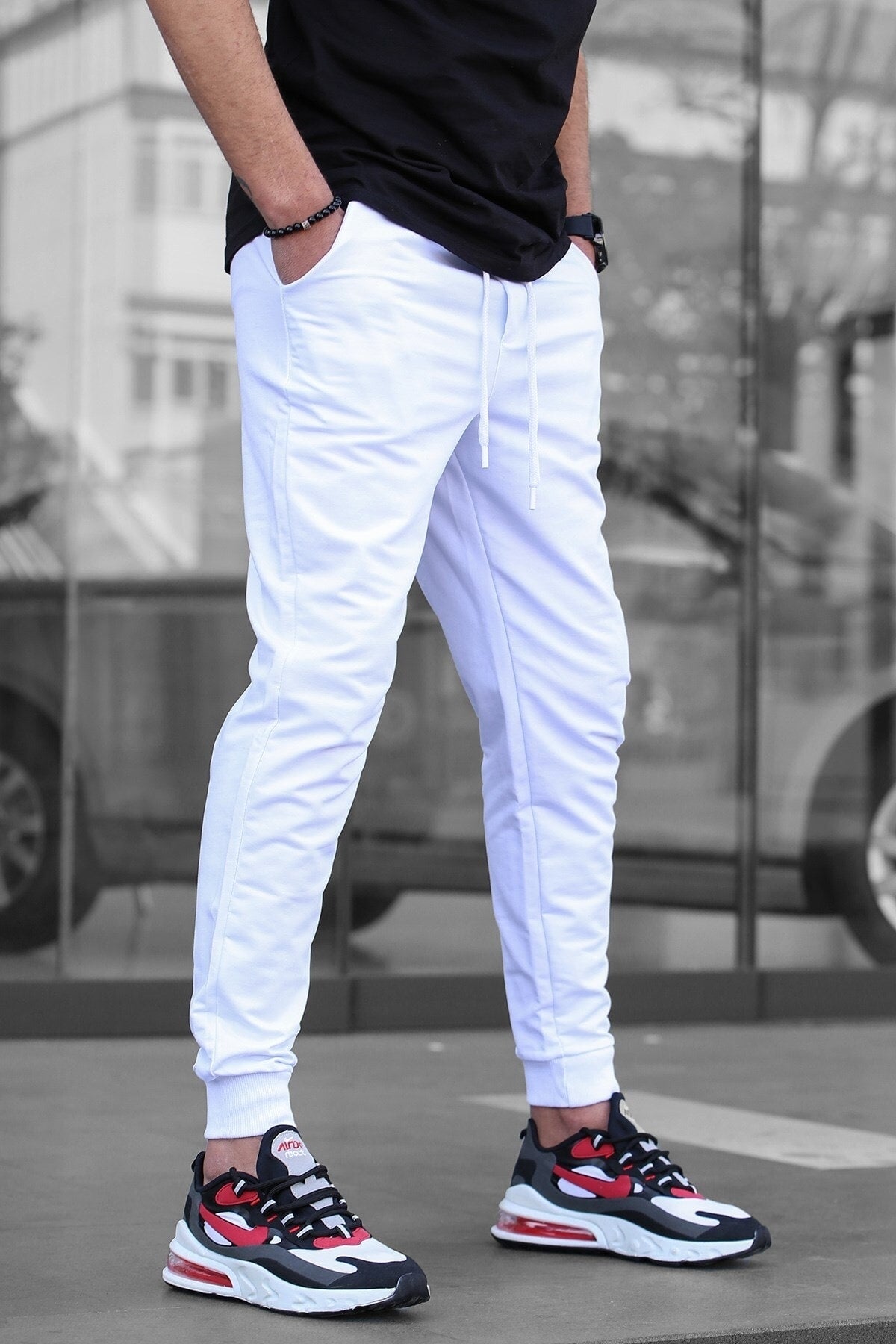 Men's White Elastic Elastic Tracksuit 4821
