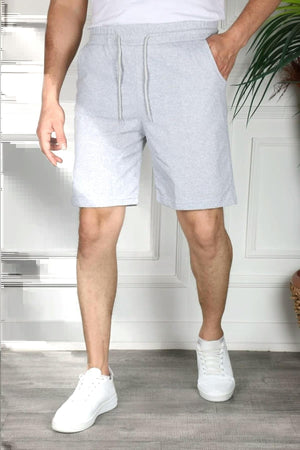 Men'S Gray Plain Regular Fit Pocketed Shorts