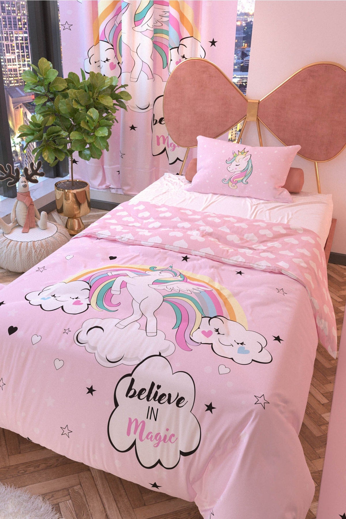 Unicorn Magic Double Sided Kids Duvet Cover Set Polycotton