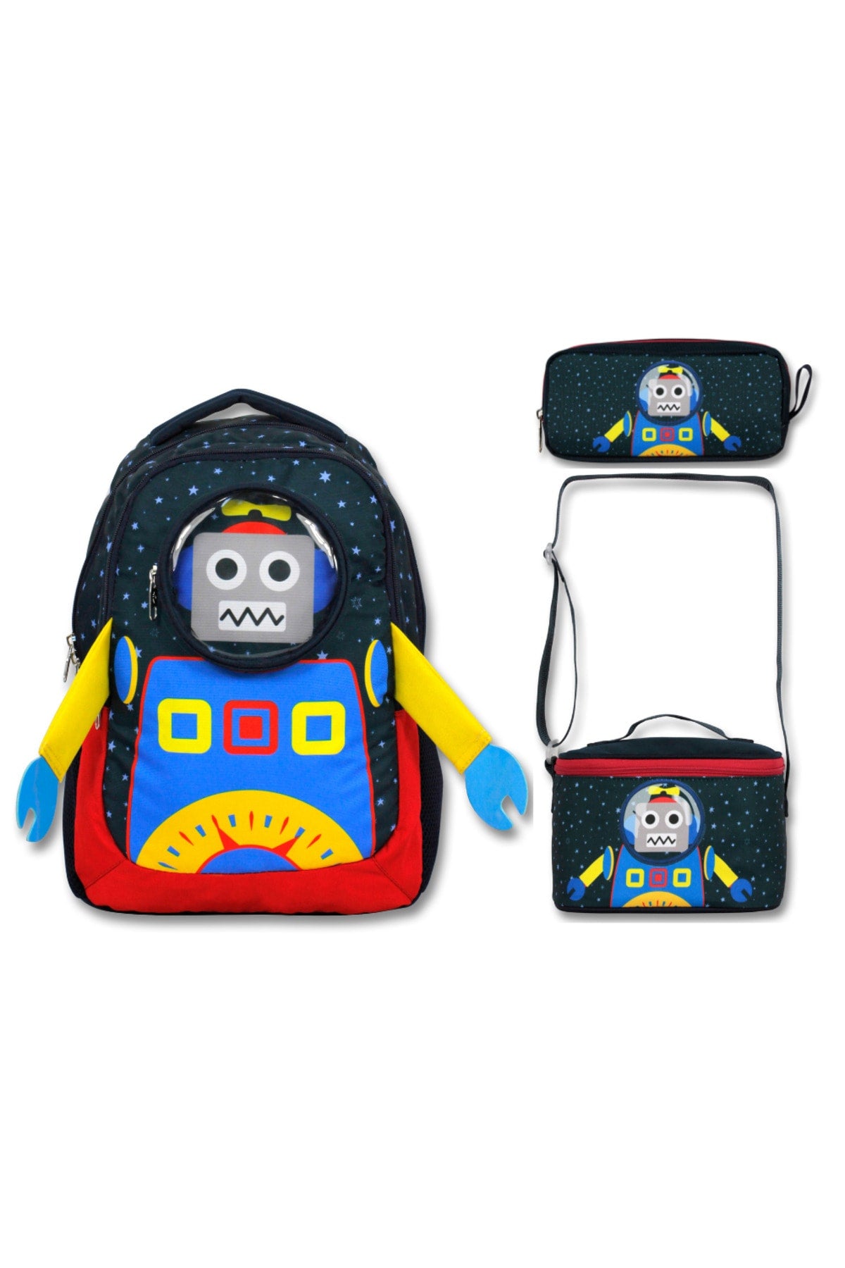 -Umit Bag Licensed Robot School Backpack -Nutrition And Pencil Bag Set