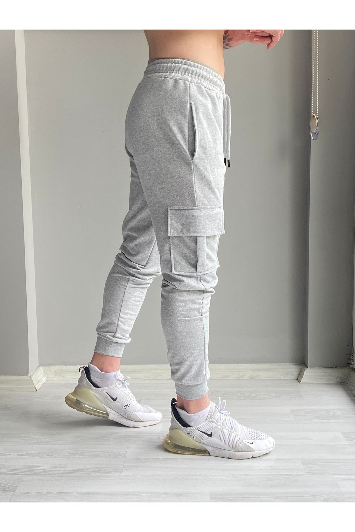 Herren Grau Sommer Cargo Pocket Slim Fit Jogginghose Slim Fit Jogger