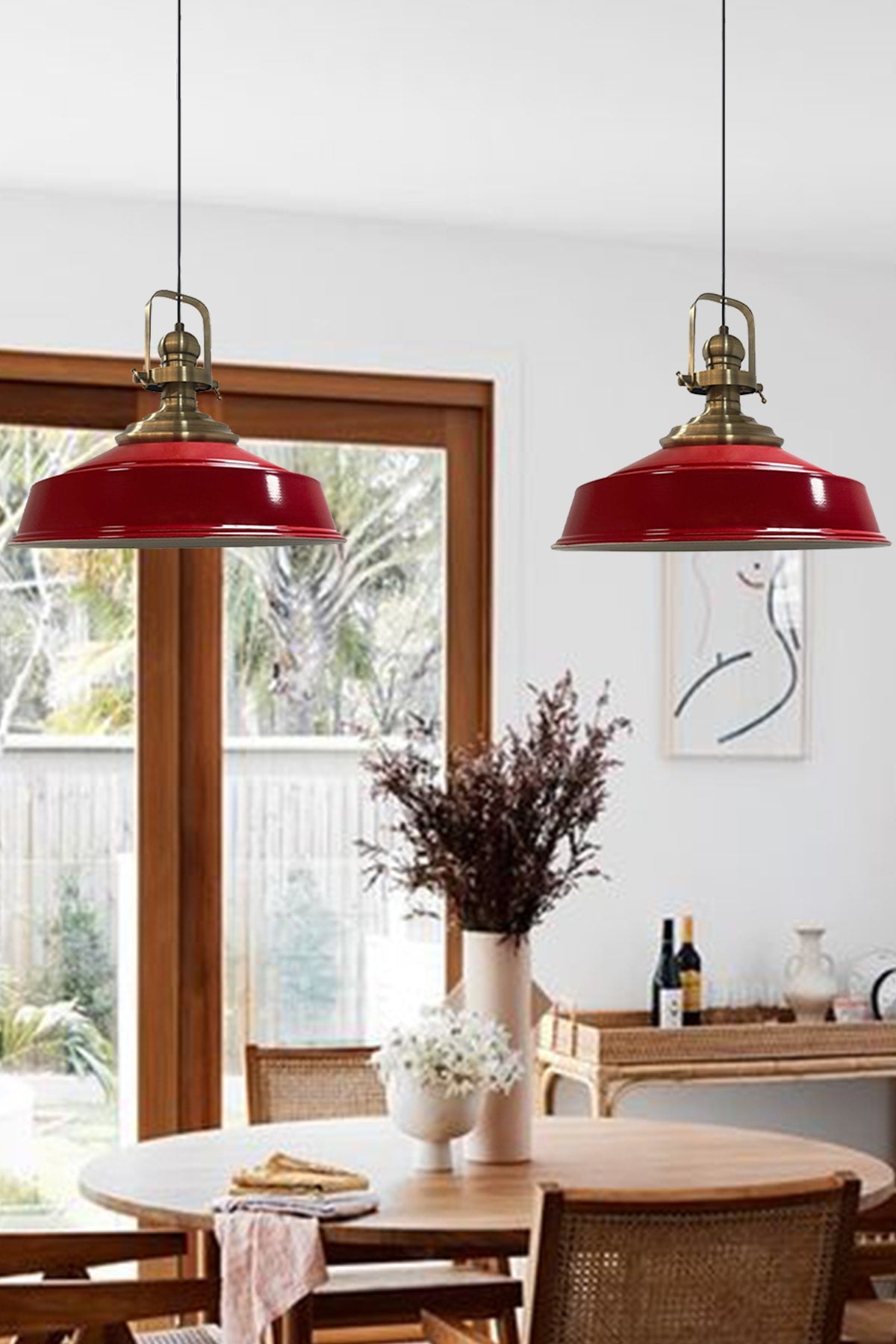 Red Noble Double Chandelier Antique Headboard Retro Pendant Lamp Kitchen Living Room Cafe Chandeliers