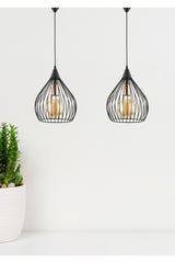 2 Pieces Pear Black Pendant Lamp Living Room Kitchen Bathroom Bedroom Children's Room Entrance Chandelier