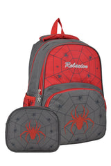 Multi-Compartment Primary School Backpack And Lunch Box Set With Spider Pattern 1340