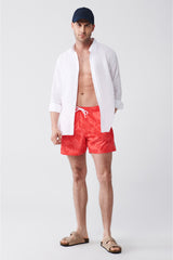 Men's Pomegranate Flower Quick Dry Printed Standard Size Swimwear Sea Shorts E003802