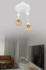 Pendant Lamp Tray White 2-Piece Crystal Downward Facing Luxury Chandelier