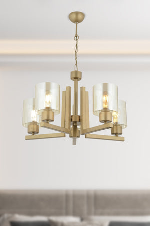 Tasse 5 Piece Antique Painted Chandelier With Honey Glass Modern Young Room Bedroom Living Room Chandelier