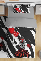 Black Rose Bouquet Girl Patterned Single Baby Kids Duvet Cover Set