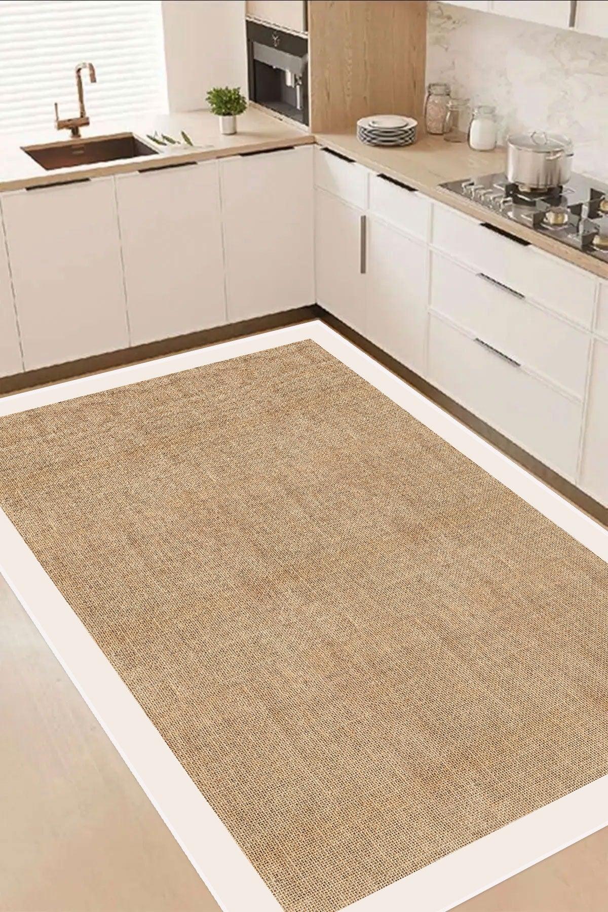 Digital Non-Slip Stain Resistant Washable Jute Look White Kitchen Carpet Living Room Carpet Balcony Carpet - Swordslife