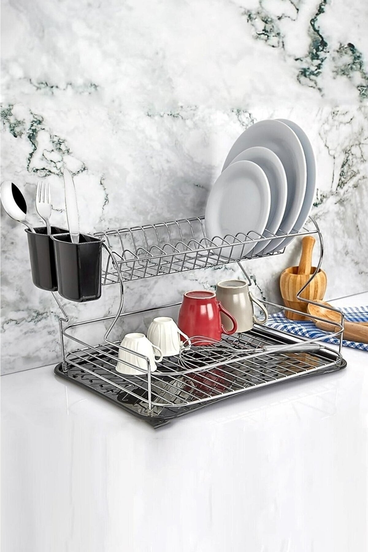 Lifetime Stainless Dish Rack Dish Basket Two-Tier Plate Rack Chrome