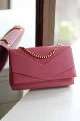 Women's Fuchsia Envelope Box Shoulder Bag - Swordslife