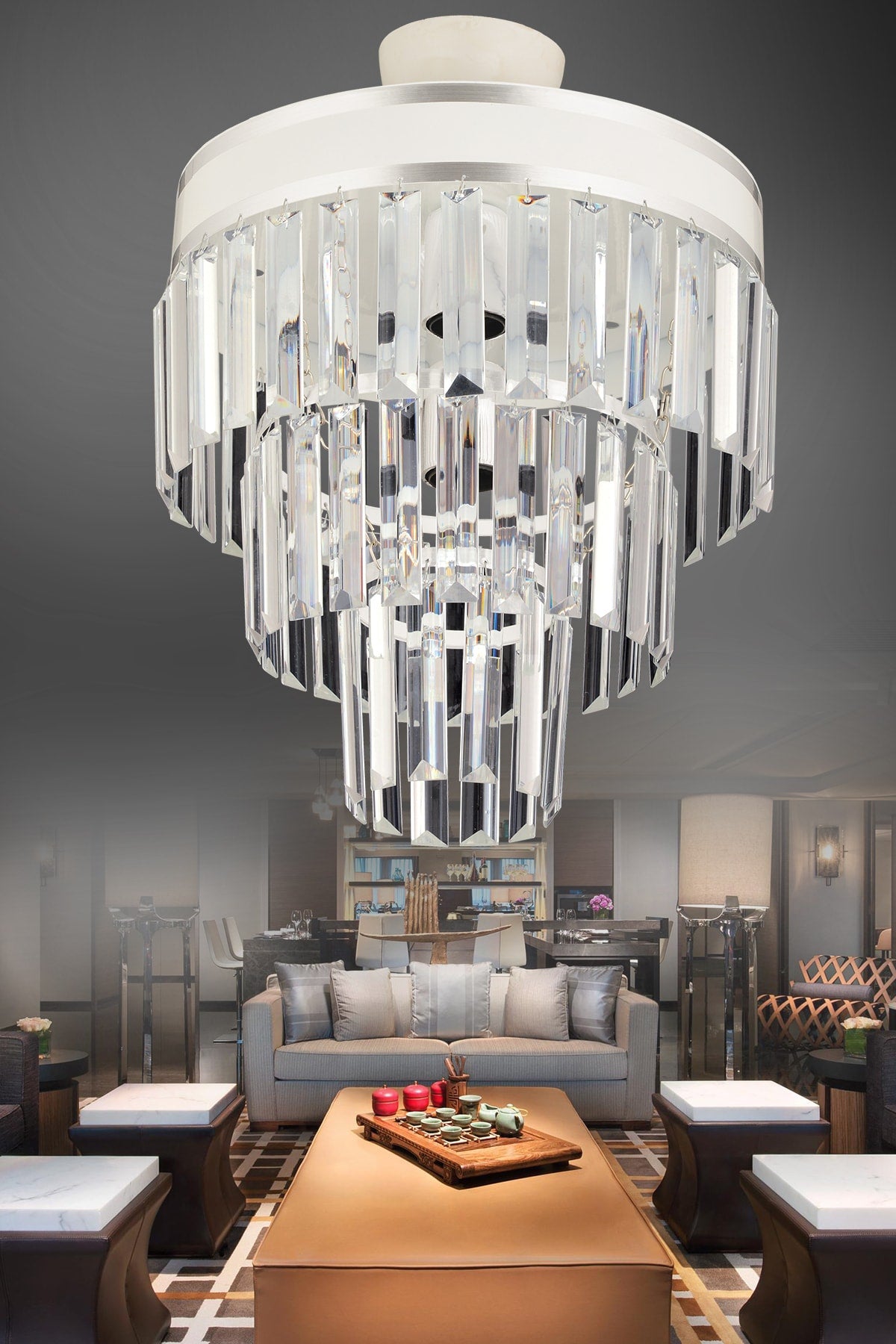 Çağla 3 Piece White Chrome Gilded 30 Luxury Modern Chandelier