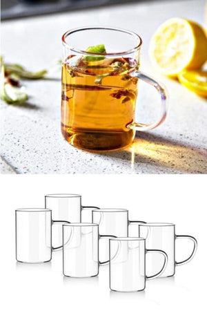6 Stück Thermisil Dünne Glasbecher Tasse mit Griff 0,25 ml Glas
