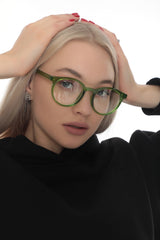 Round Glossy Green Clear Glasses