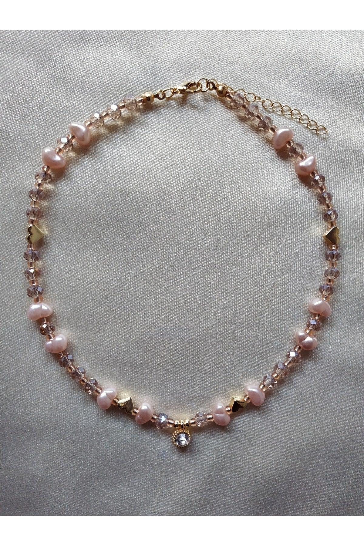 White Glitter Tip Baroque Pearl Heart Bead Necklace - Swordslife