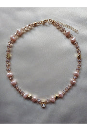 White Glitter Tip Baroque Pearl Heart Bead Necklace - Swordslife