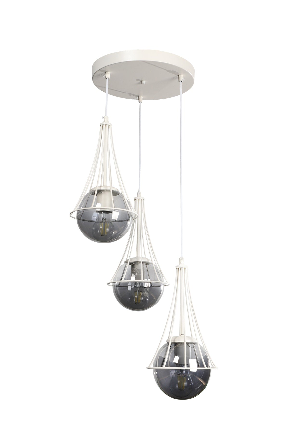 Lapis 3Rd White-Smoked Globe Glass Chandelier