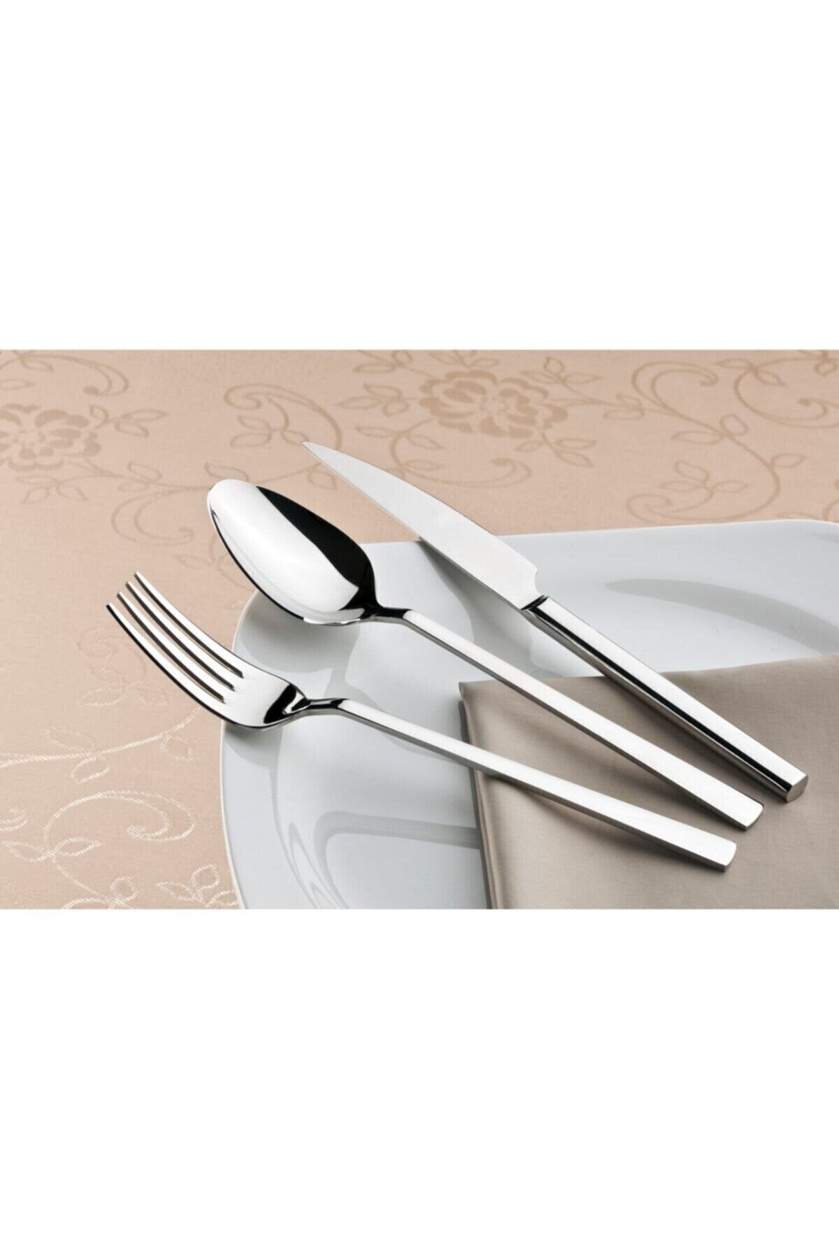 72 Piece Stainless Steel Natural Cutlery Set with Knife for 12 Persons Straight Model