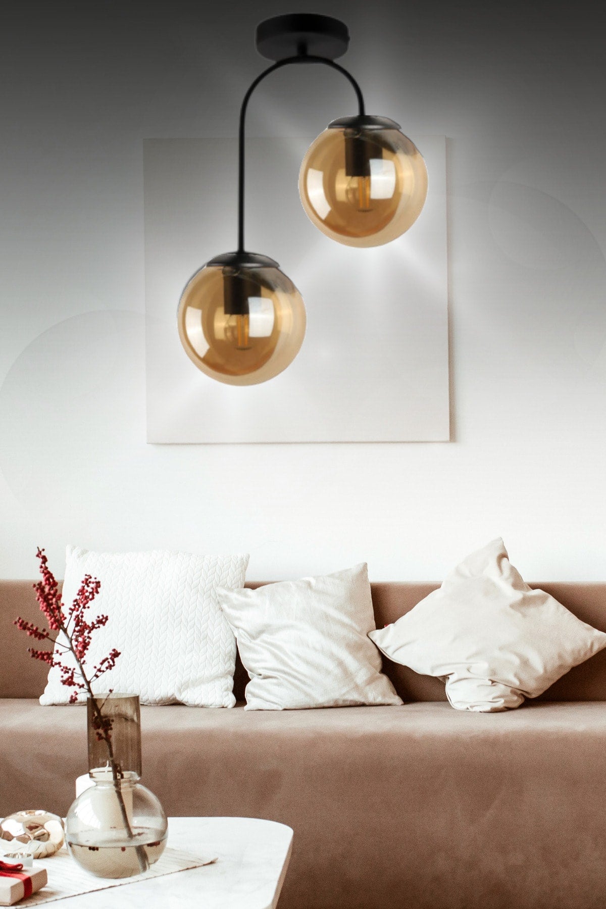 Otal 2-teilig Lounge Bal Globe Glas - Kronleuchter - Wohnzimmer - Küche - Flur
