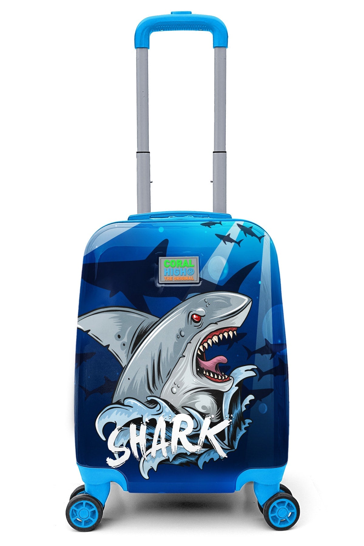 Kids Navy Blue Shark Pattern Kid'S Suitcase 16741