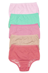 Lacy Green Women's Panties High Waist Back Lace Complete 5 Pcs Pack Lycra - Swordslife
