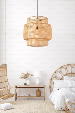 Sinnerlig Bamboo Chandelier 50Cm- Scandinavian, Modern, Bohemian, Rattan Chandelier, Lighting