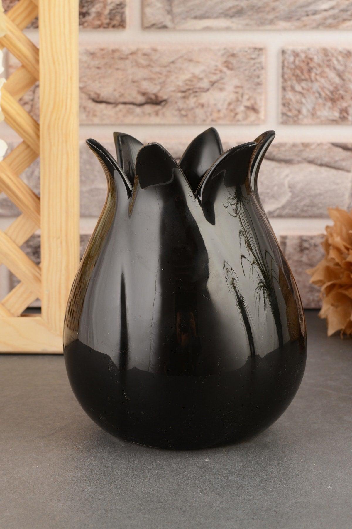 Tulip Ceramic Vase-black - Swordslife