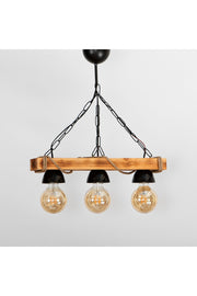 Natural Wooden 3-Piece Hat And Rope Rustic Design Stylish Chandelier
