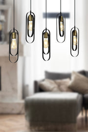 Koza 5-reihige schwarze Pendelleuchte, modern, für junge Zimmer, Küche, Retro, Wohnzimmer, Kronleuchter