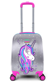 Kids Pink Silver Unicorn Patterned Luggage 16728
