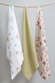 Muslin Baby Blanket 100% Cotton Multi-Purpose Muslin Baby Blanket 3 Pcs 75X75