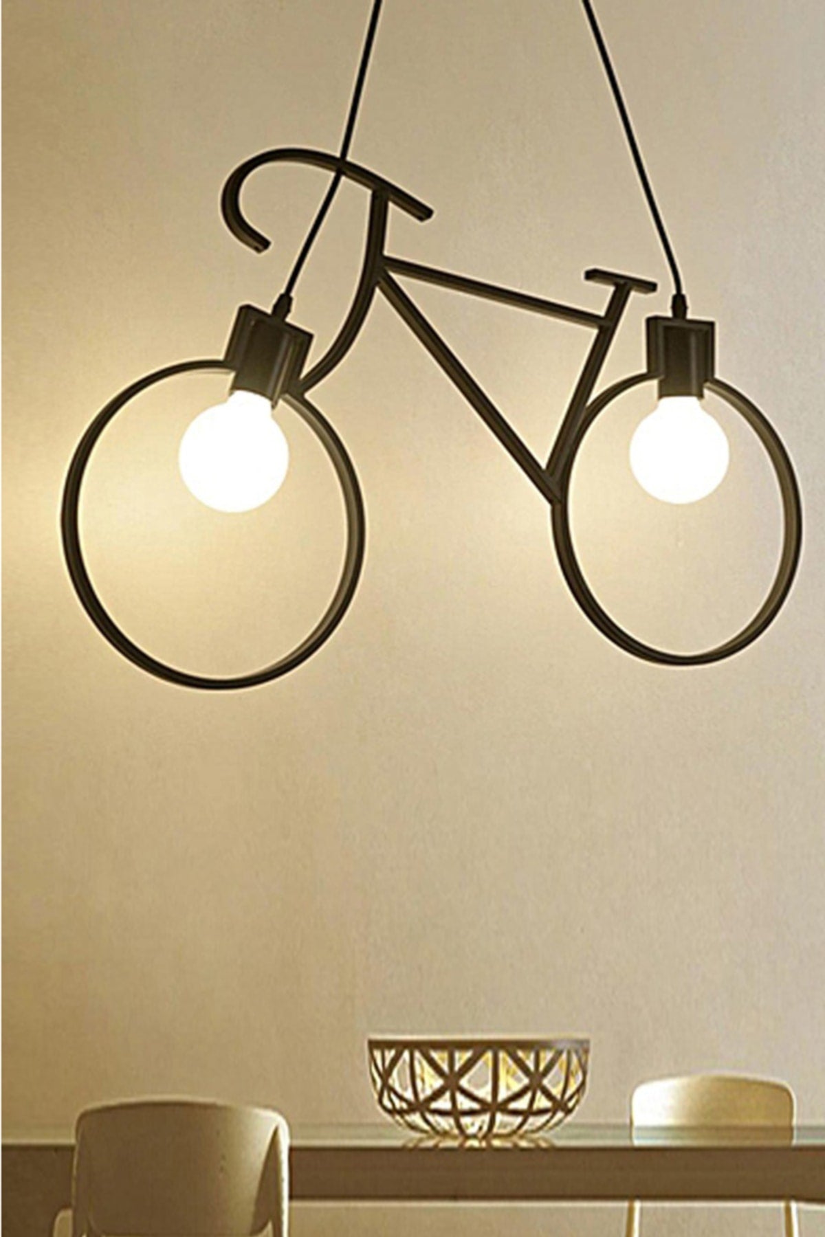 Bicycle Chandelier Black Metal Pendant Lamp Wrought Iron Retro Rustic Office Cafe Bar Hotel Modern Ceiling Lamp